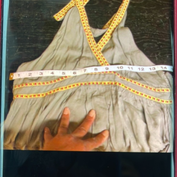 EARTHBOUND XL LONG GREY HALTER DRESS W/RUFFLE HEM MULTICOLORED PATTERN & SANDAL - Picture 5 of 8